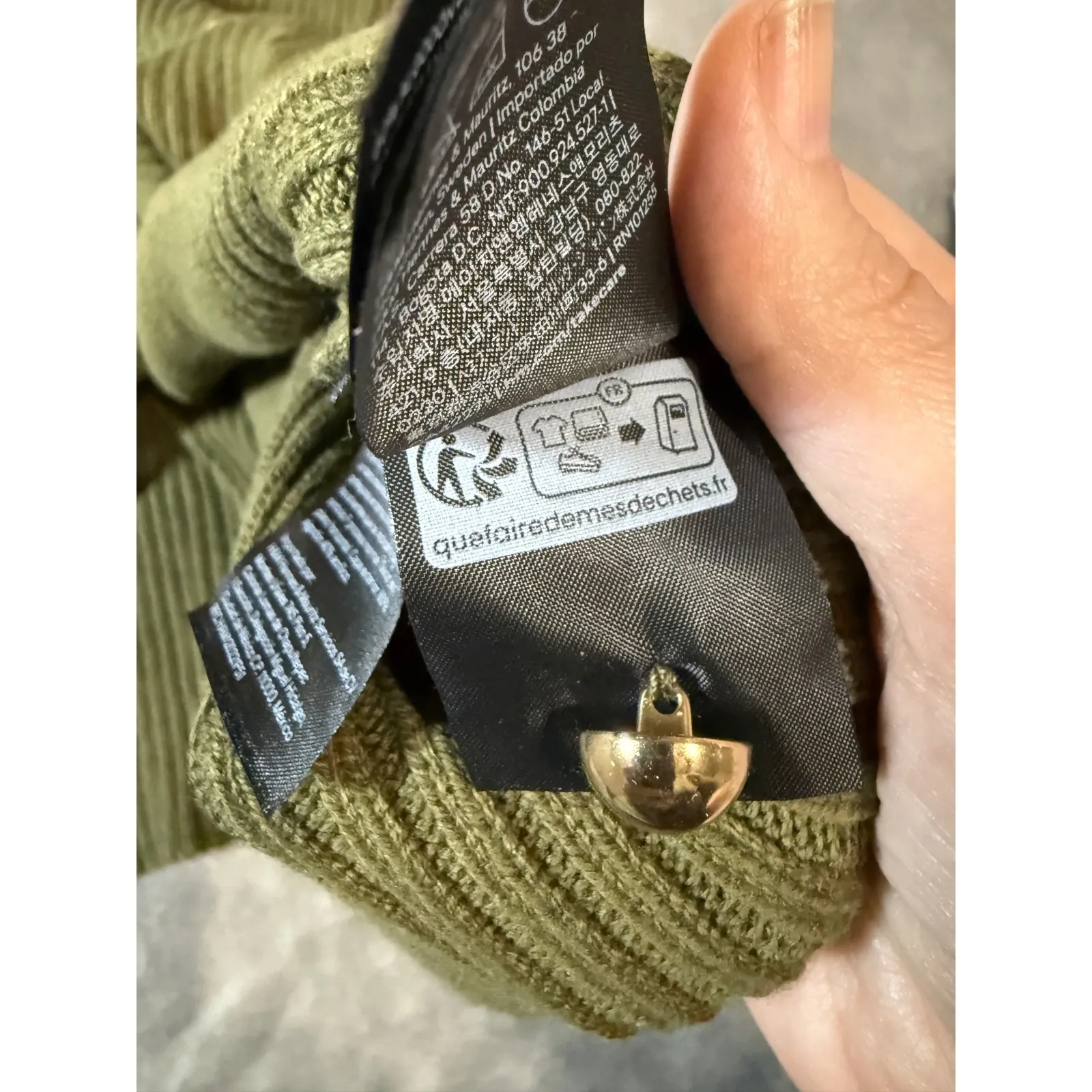 NWOT H&M Size Medium RIB-KNIT BUTTON-FRONT DRESS Dark khaki green Short Sleeve - Image 7