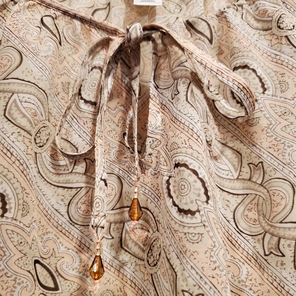 Ann Taylor Loft Sheer Long Sleeve Pink Tan Top 0 - Image 8