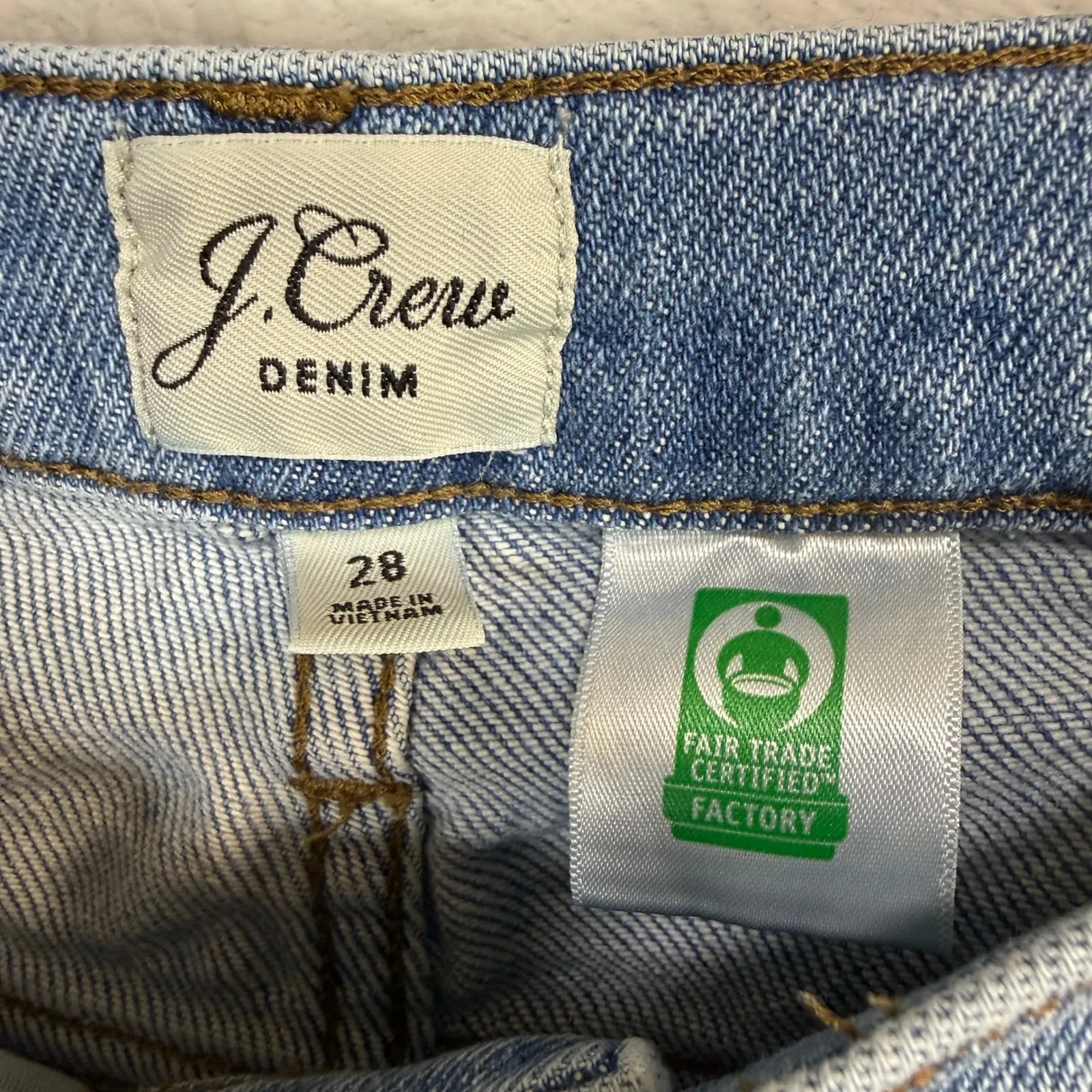 J.Crew 28X27 Billie Demi Boot Cropped Jean Light Wash Raw Hem Denim Distressed - Image 9