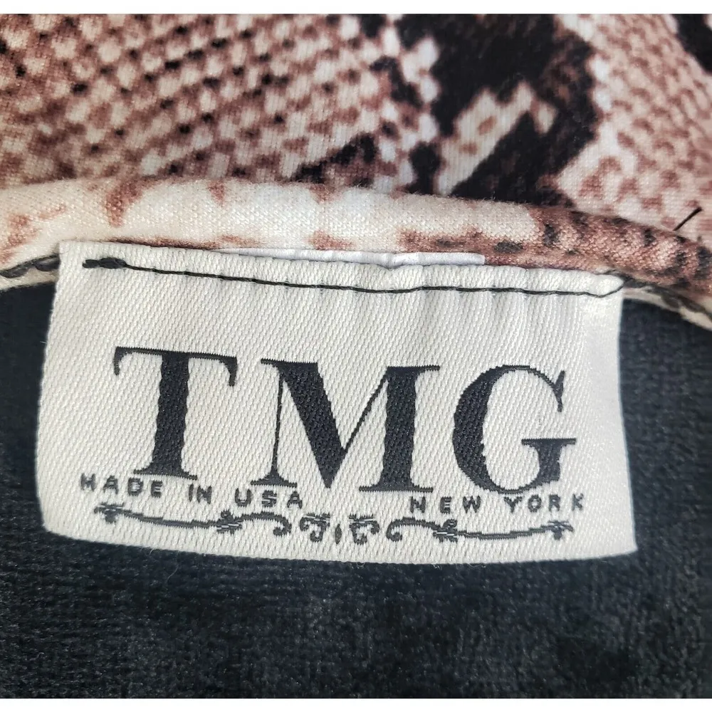 TMG Women's Brown & Beige Polyester Round Neck Short Sleeve Knee Length Dress L - Image 6