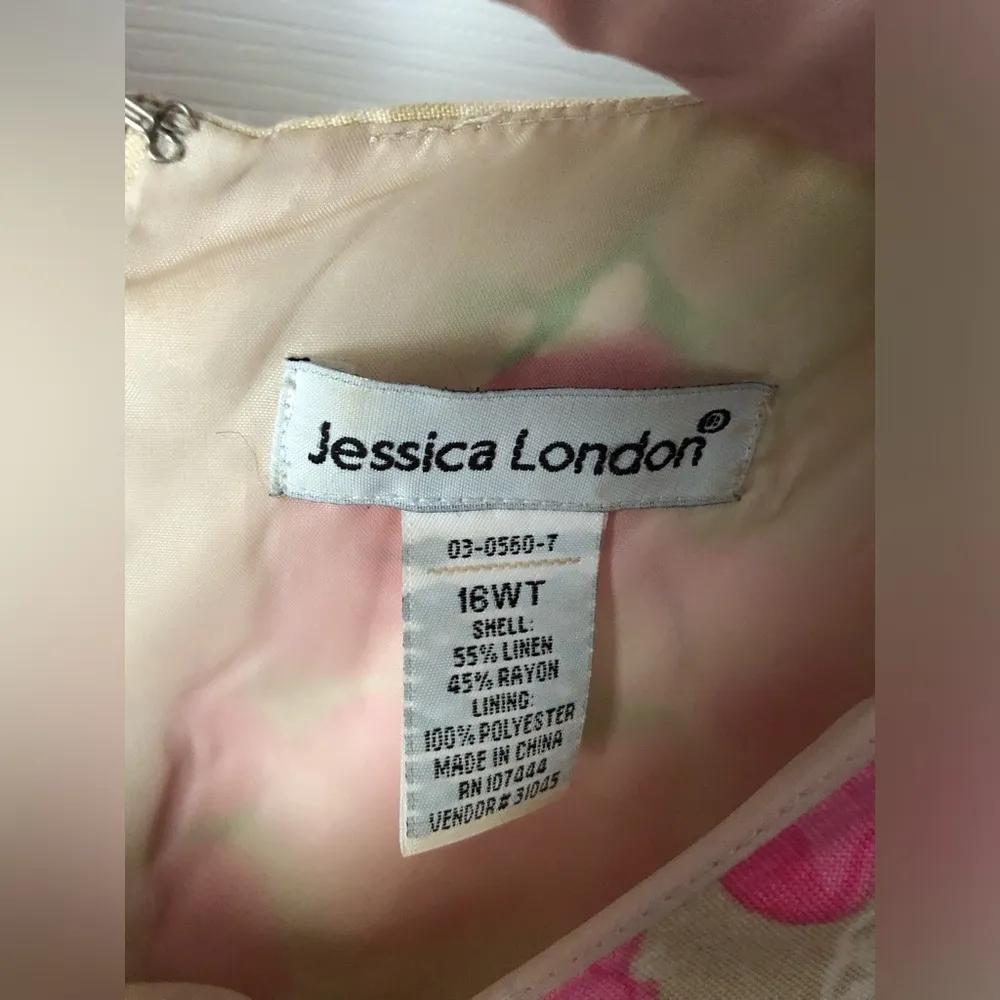Jessica London Dress Cottagecore Floral 16WT Plus Sz Midi Linen Blend - Image 4