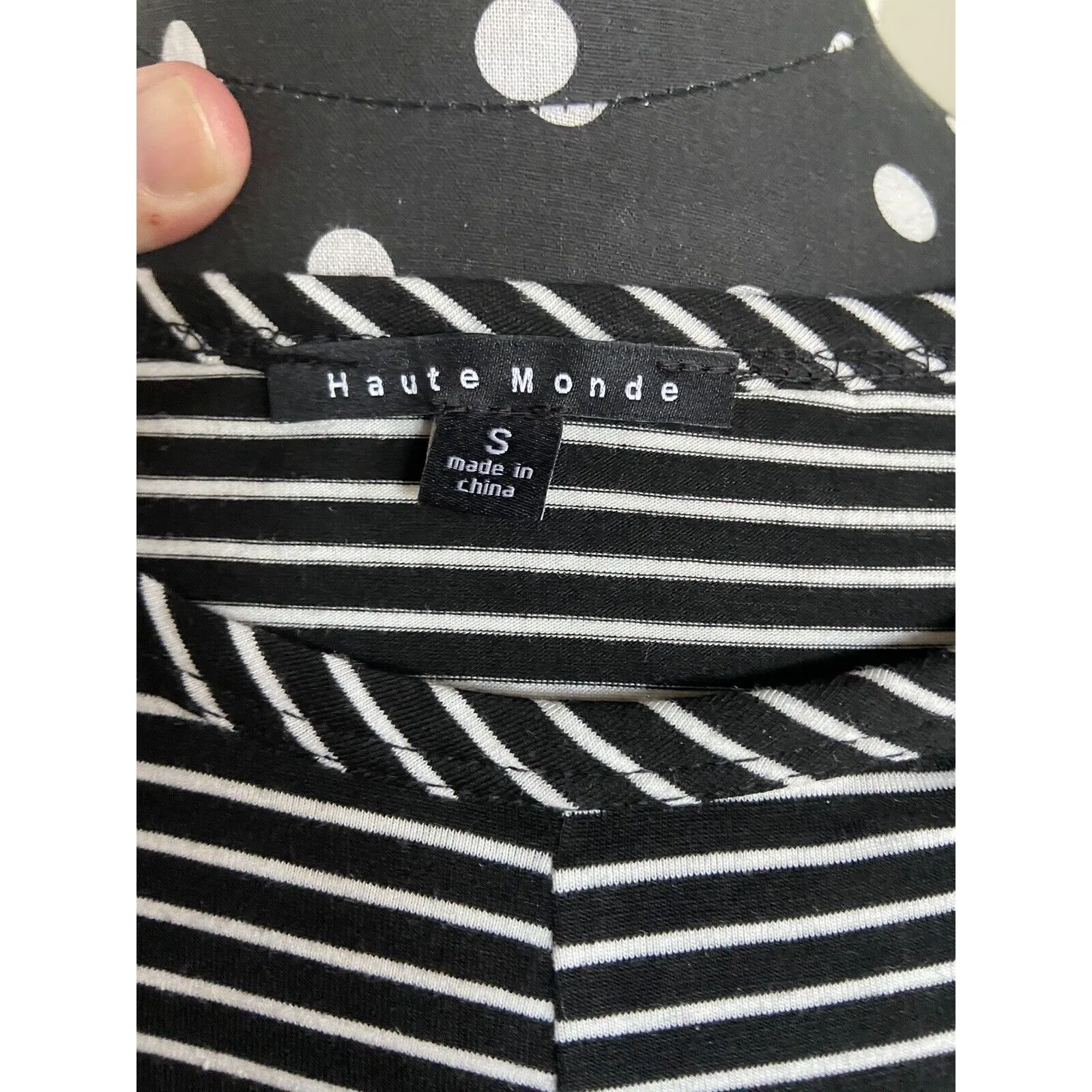 Haute Monde Womens Knit Top Sz S Black White Striped‎ Crossover Bottom NEW - Image 7