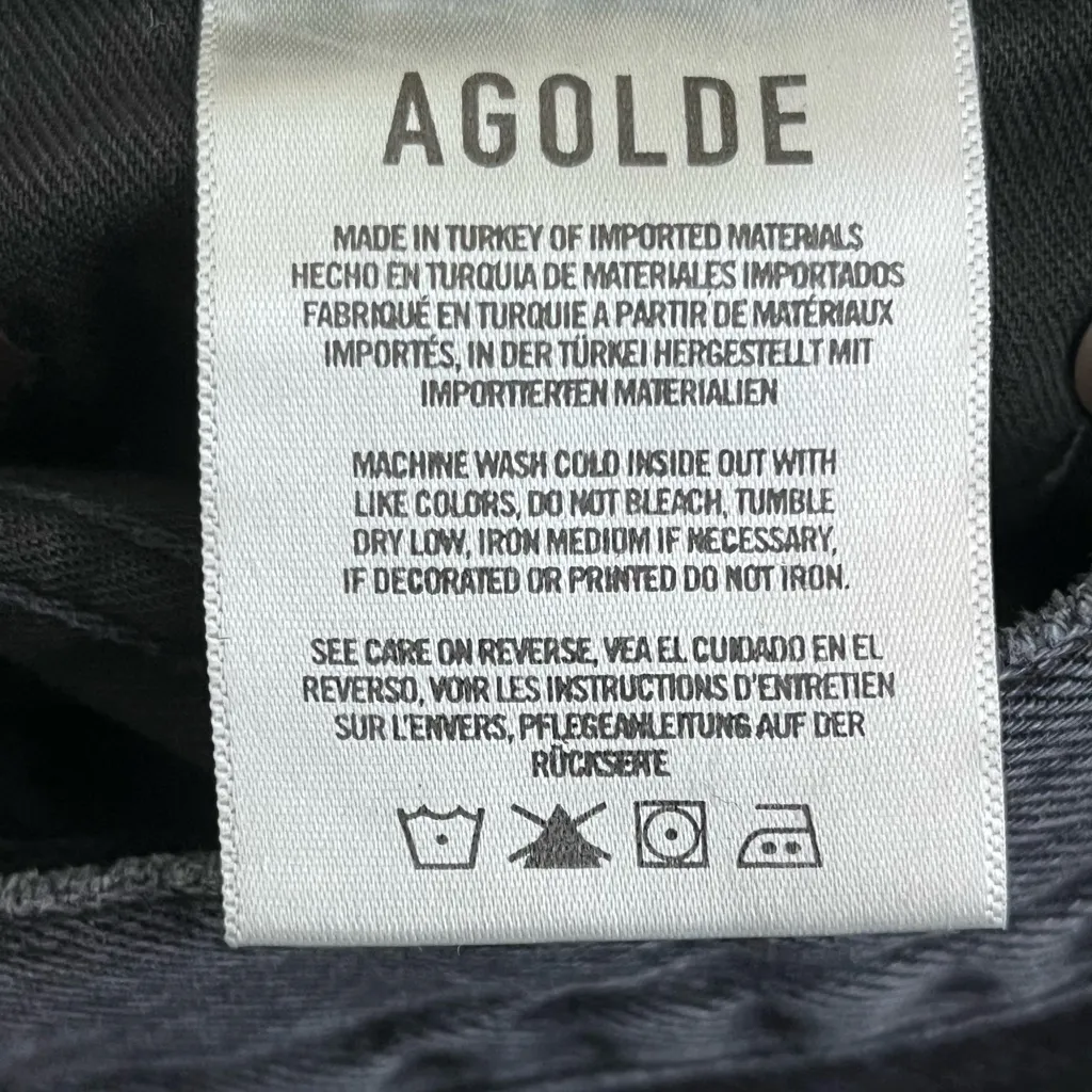 Agolde Jeans Women Sz 23 Blk 90s Crop Heavily Distressed Ripped Organic Cotton - Image 11