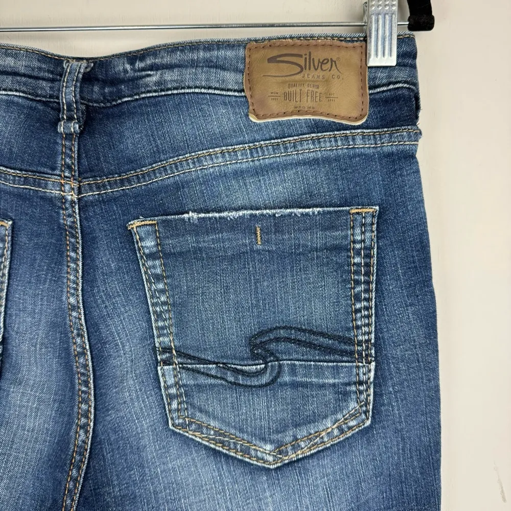 Silver Jeans Izzy Ankle Kicker Jeans Sz 28 Dark Wash Raw Hem Boho Western - Image 10