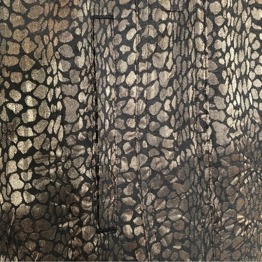 Chico's Leopard Print Metallic Black Gold Long Sleeve Button Up Blouse Shirt Top - Image 4