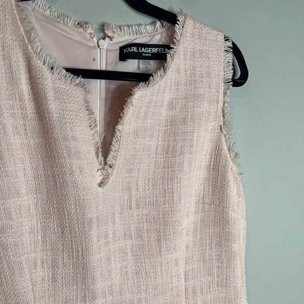 Karl Lagerfeld Women's Pink Sleeveless Tonal Tweed Pocket Sheath Dress - Image 3
