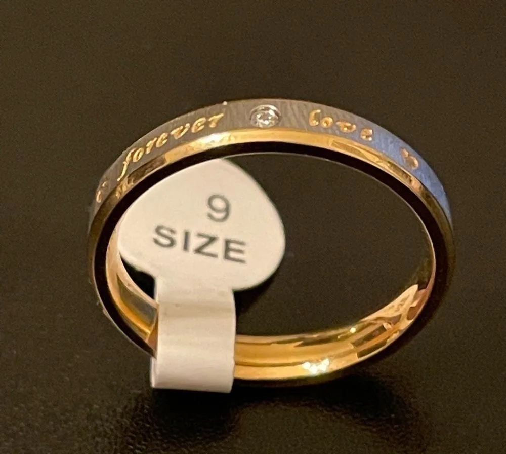 3mm cubic zirconia gold forever love ring size 9 - Image 4