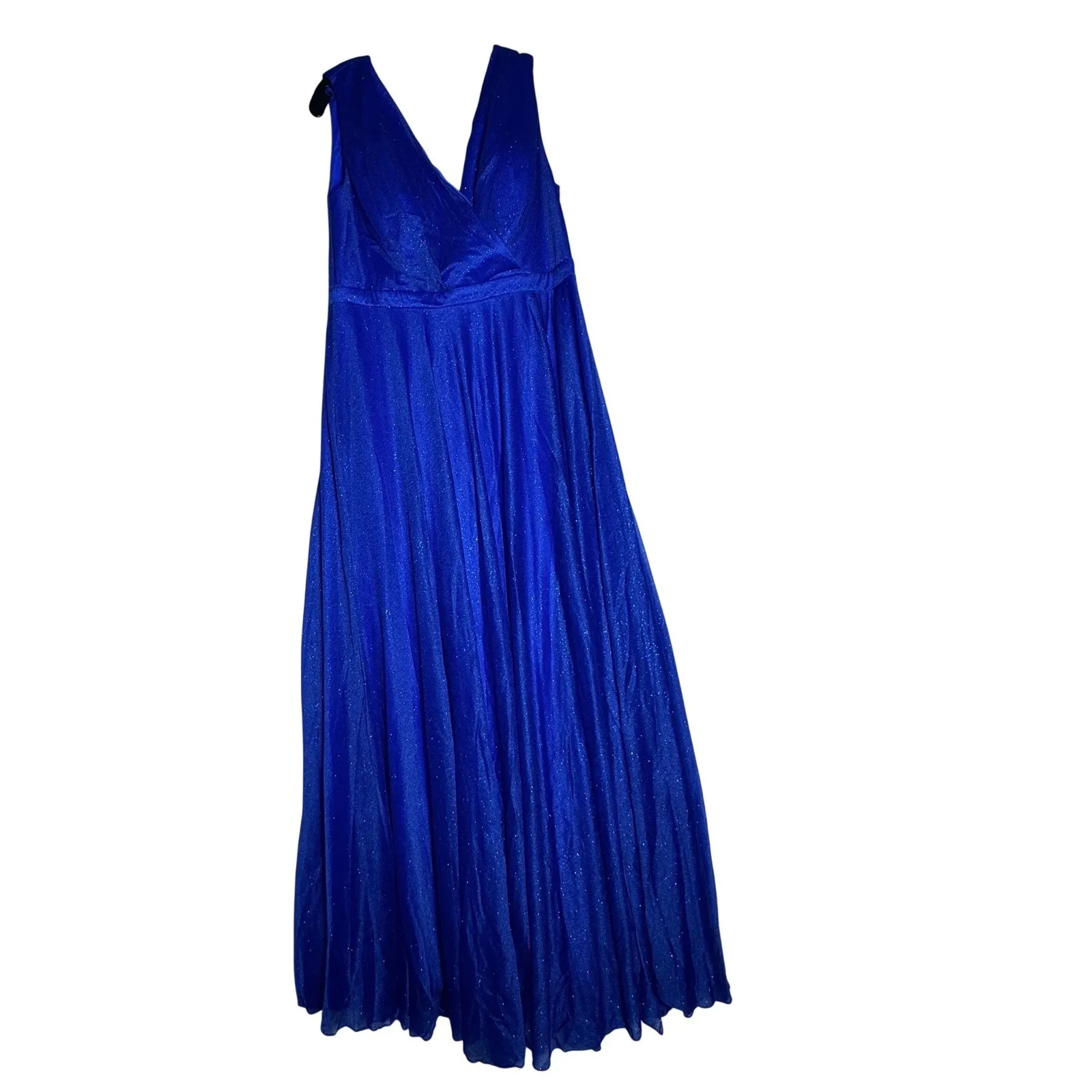 VIP & Diamond Bridal Royal Blue Glitter Lace V Neck Slit Formal Gown Size 14 - Image 3