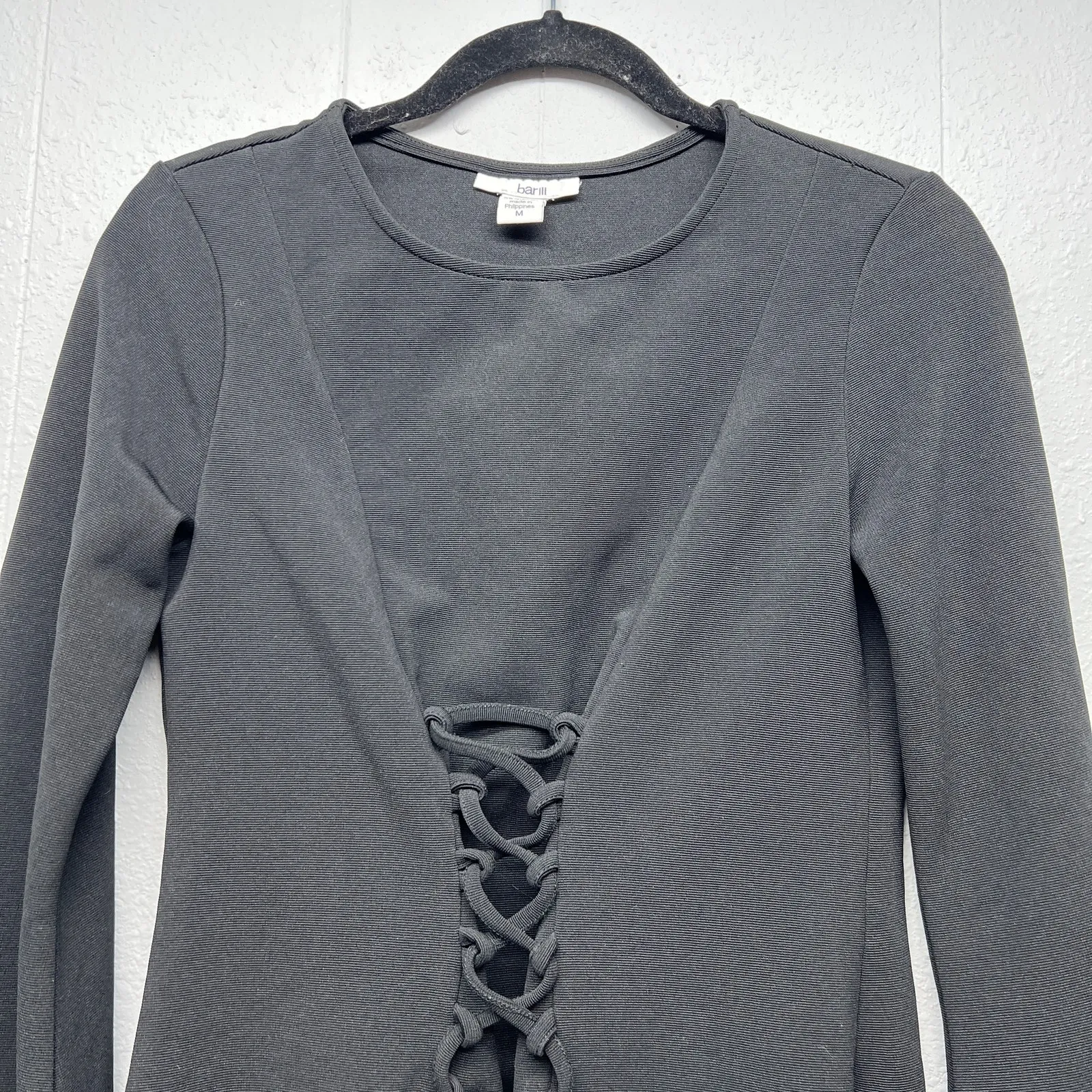 Bar III Lace Up Flared Sleeve Top Womens Medium Witchy Whimsigoth Grunge Y2K - Image 3