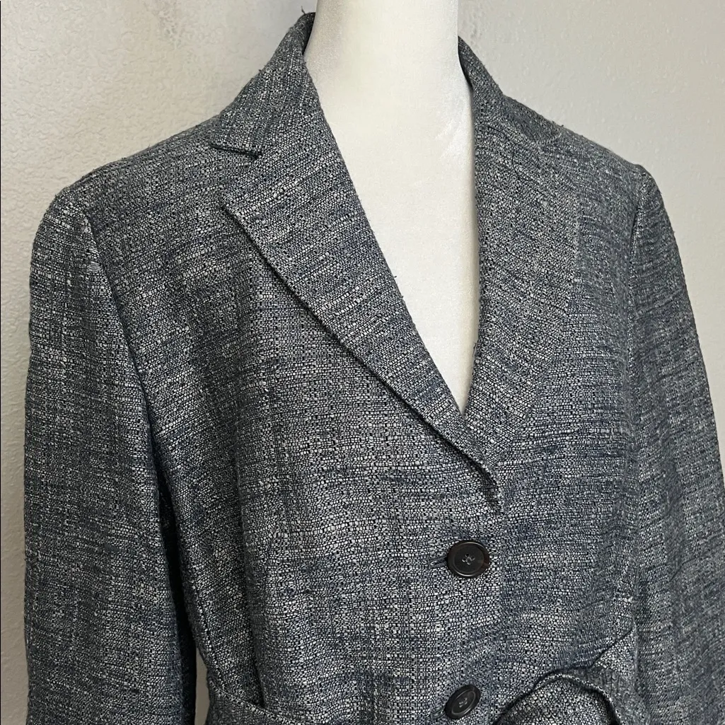 Banana Republic Tweed Belted Blazer Blue Size Medium - Image 2