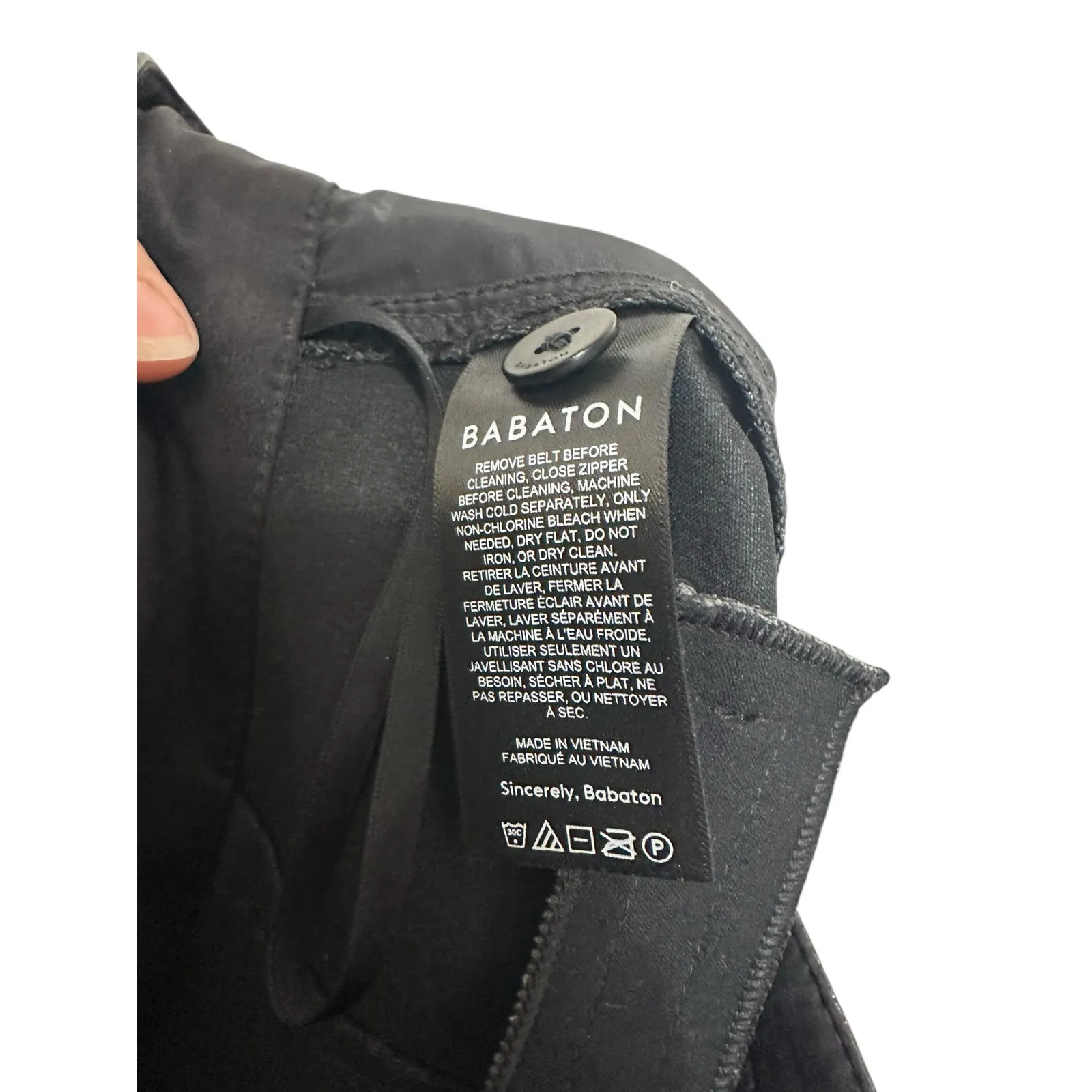 Babaton belted pant Tie-front Vegan Leather‎ pants black size 2 $148 - Image 5