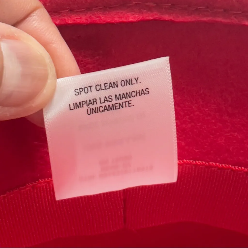 Red Wool Cloche Hat Black Faux Leather Band & Silver Bit Accent Bucket Hat - Image 9