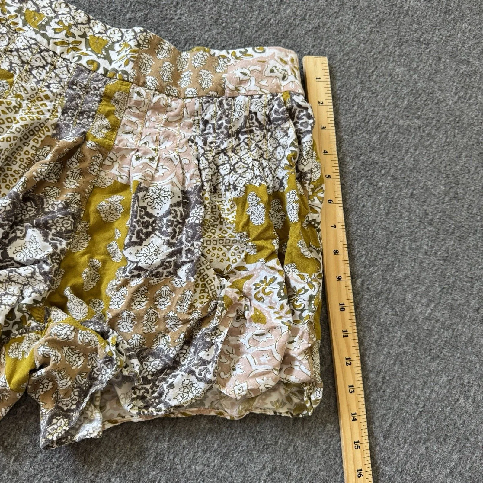 Anthropologie Maeve Patchwork Pleated Shorts Pull On Flowy XS Boho Cottagecore - Image 12