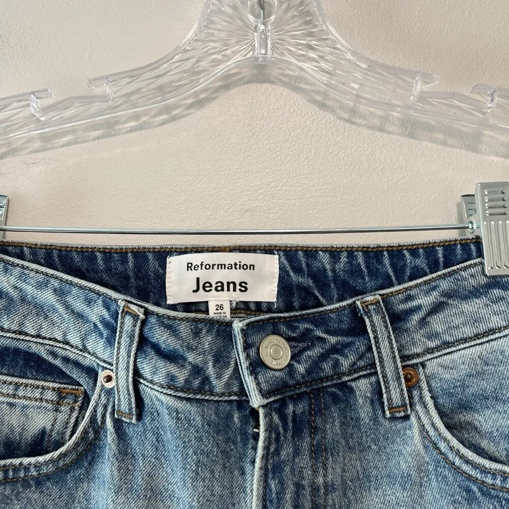Reformation NWT Liza Ultra High Rise Straight‎ Jeans in Malta Blue Size 26 - Image 4