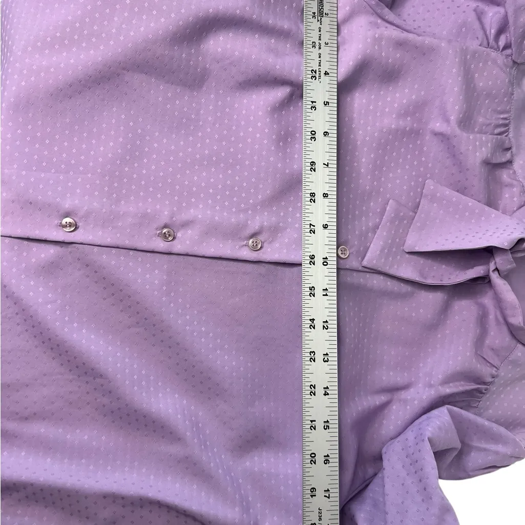 Vintage Early 80’s Devon Floral Secretary Blouse Sz 12 Lavender Top Bow Tie NWT Purple - Image 11