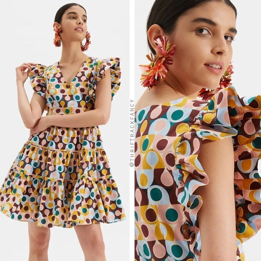 NEW LA DoubleJ Dress Flutter Cap‎ Sleeve Honeybun Gumball Mini Dress Multi Sz S Pink - Image 2