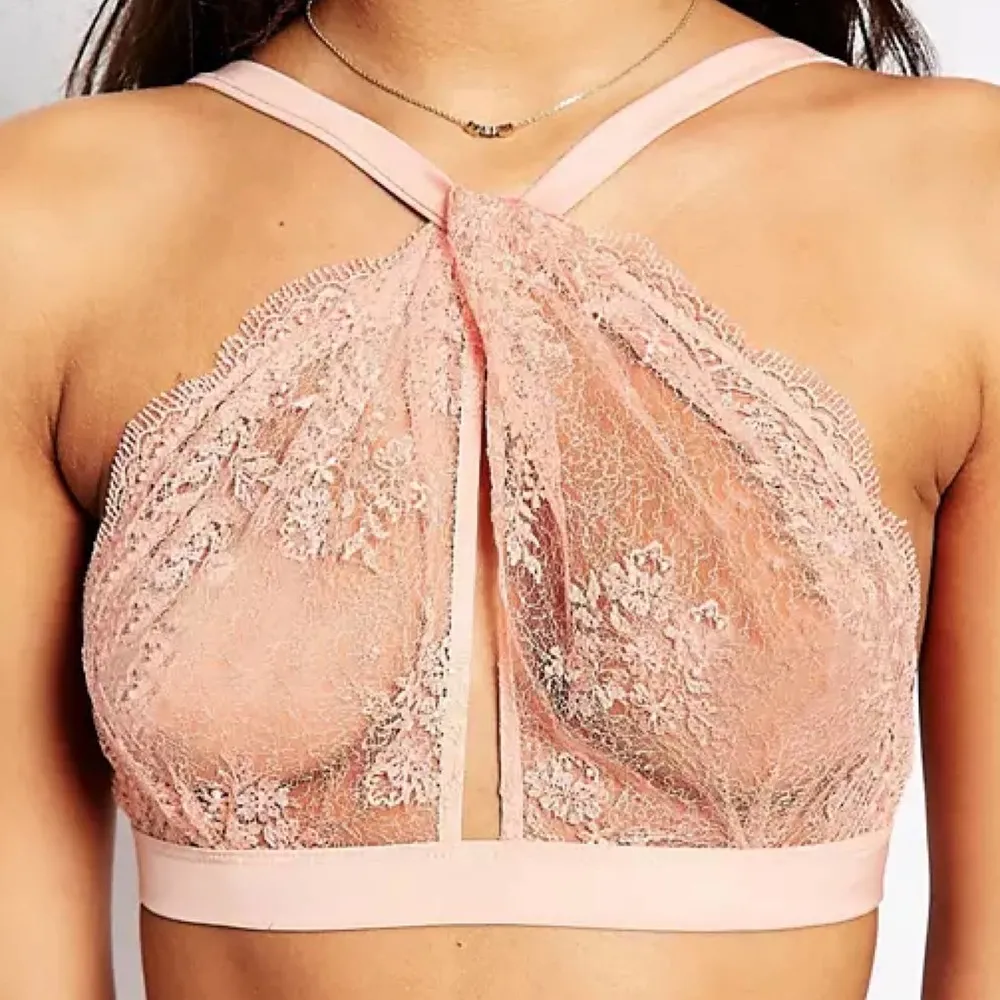 Mimi Holliday S Twist Halter Neck Bra Peach Bralette Damaris Lace Lingerie Sexy - Image 5