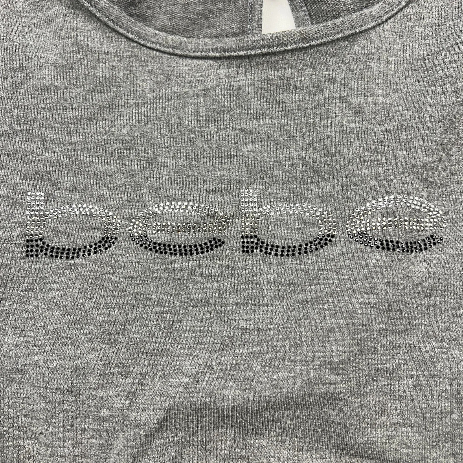 Bebe  One Piece Soft Jersey Knit Romper Ombré Crystal Logo Gray Pull On Size M - Image 4