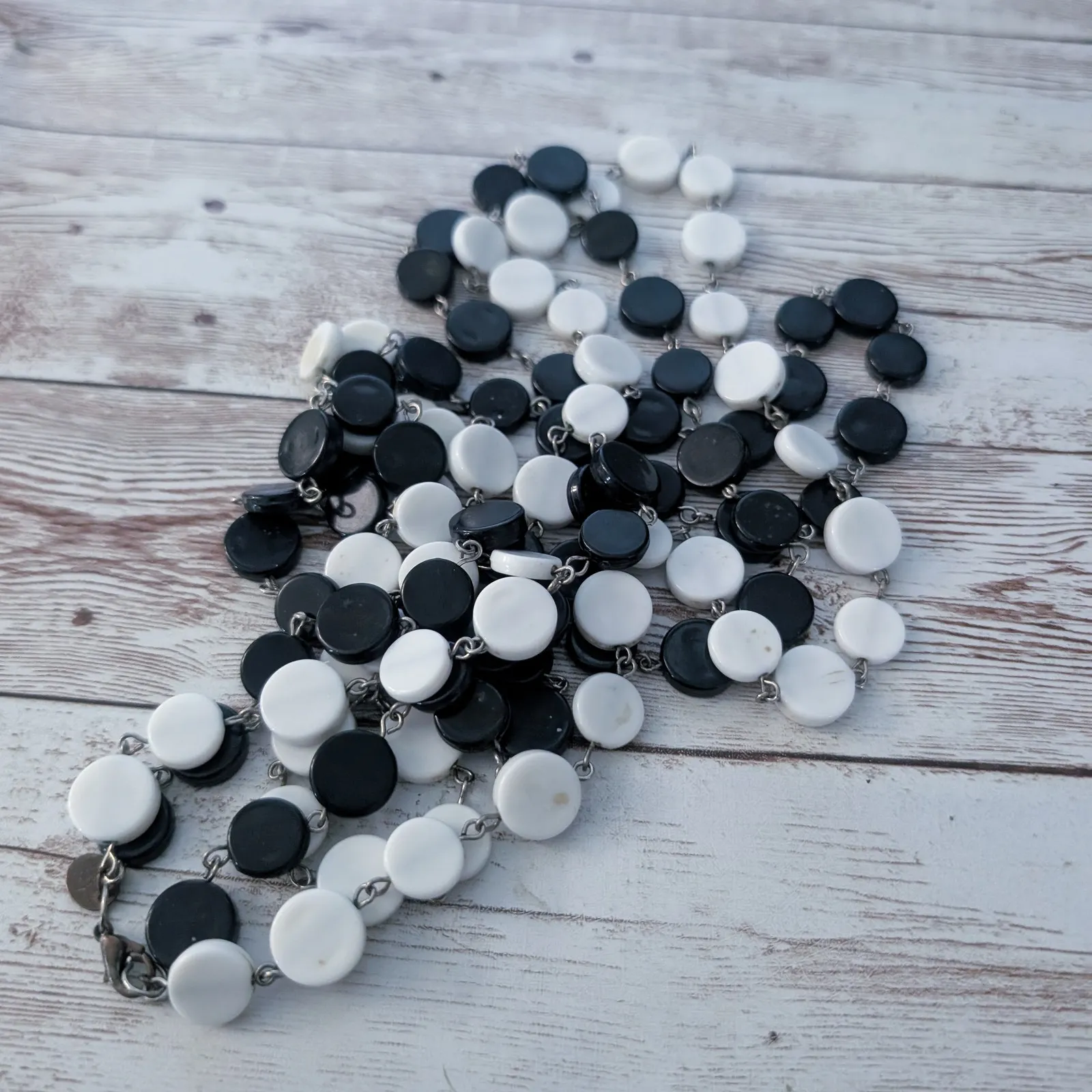 Extra Long Two Strand Black & White Claire's Necklace - Image 9