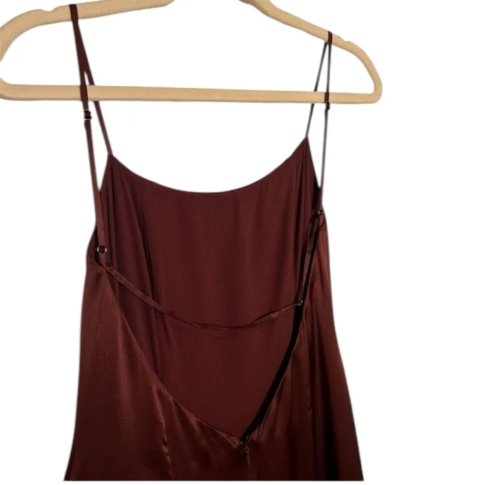 Reformation 100% silk Melina Brown Dress NEW - Image 5