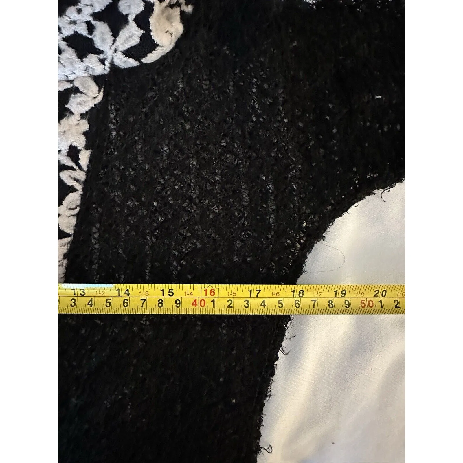 A'reve Cowlneck Sweater Black Cream Lace Tunic Medium Romantic Boho Whimsygoth - Image 4