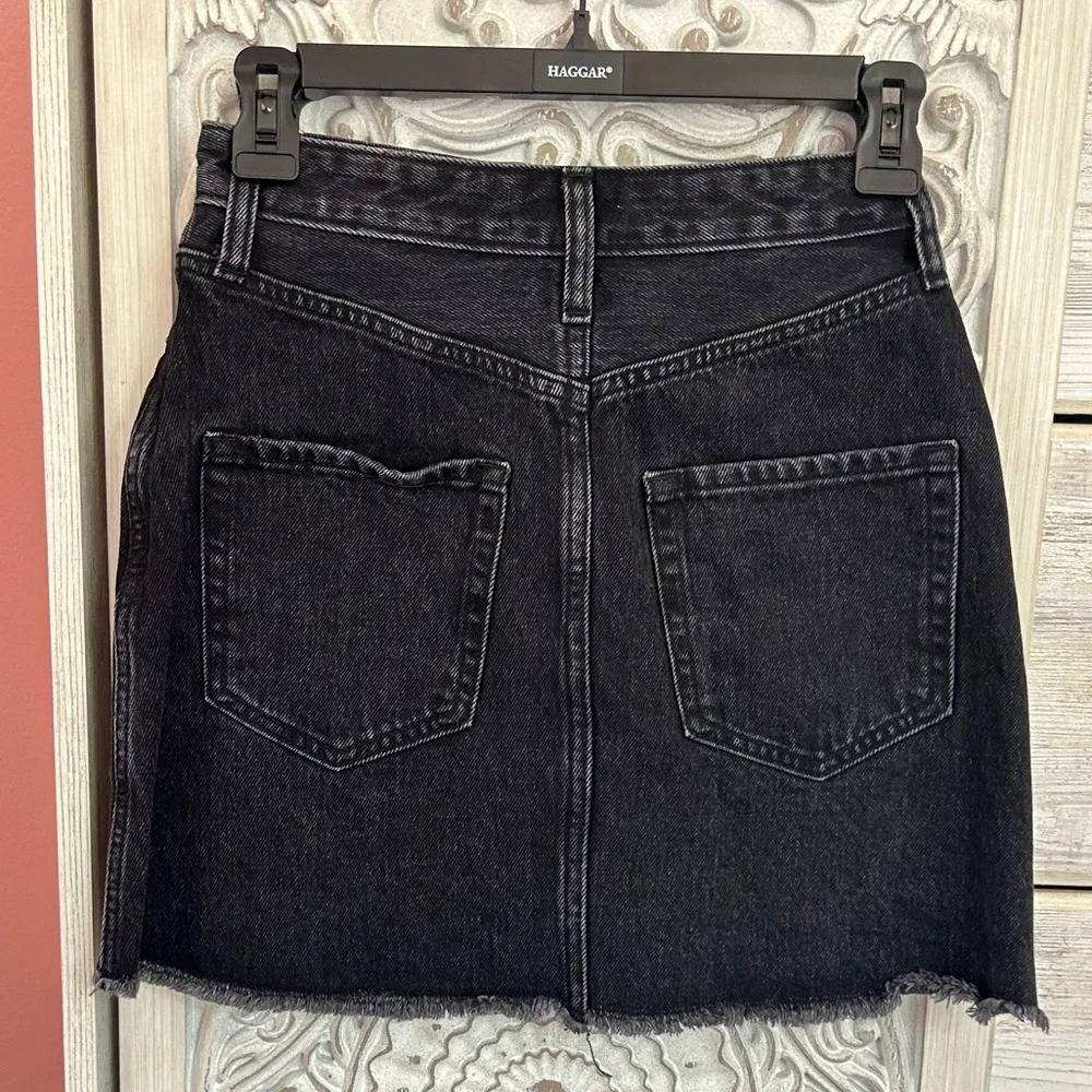 Abercrombie & Fitch grunge steampunk raw hem black denim full zip skirt NWT 24 - Image 6