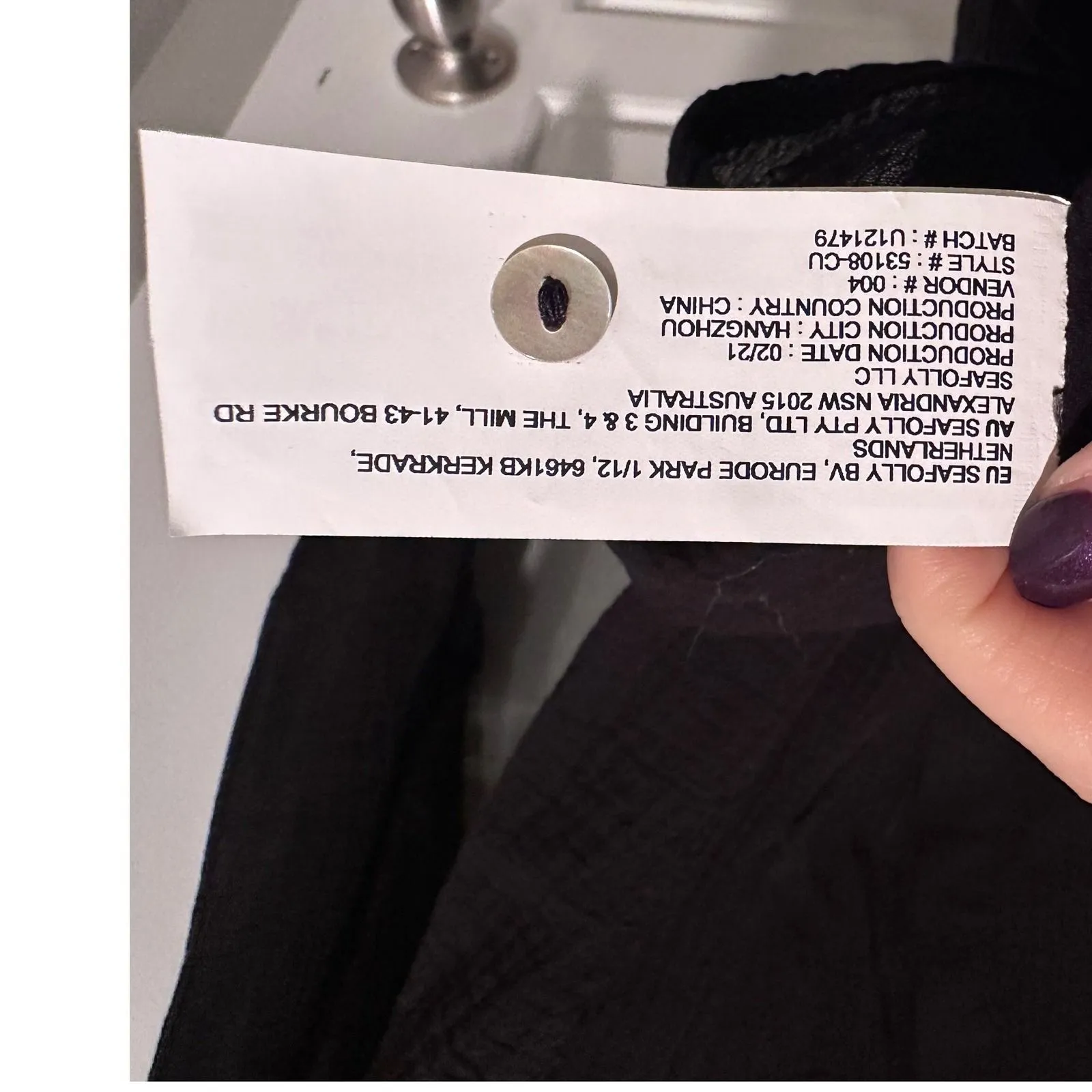 Seafolly Australia Black Crinkle Twill Beach Shirt Tunic Size Small 100% Cotton - Image 8