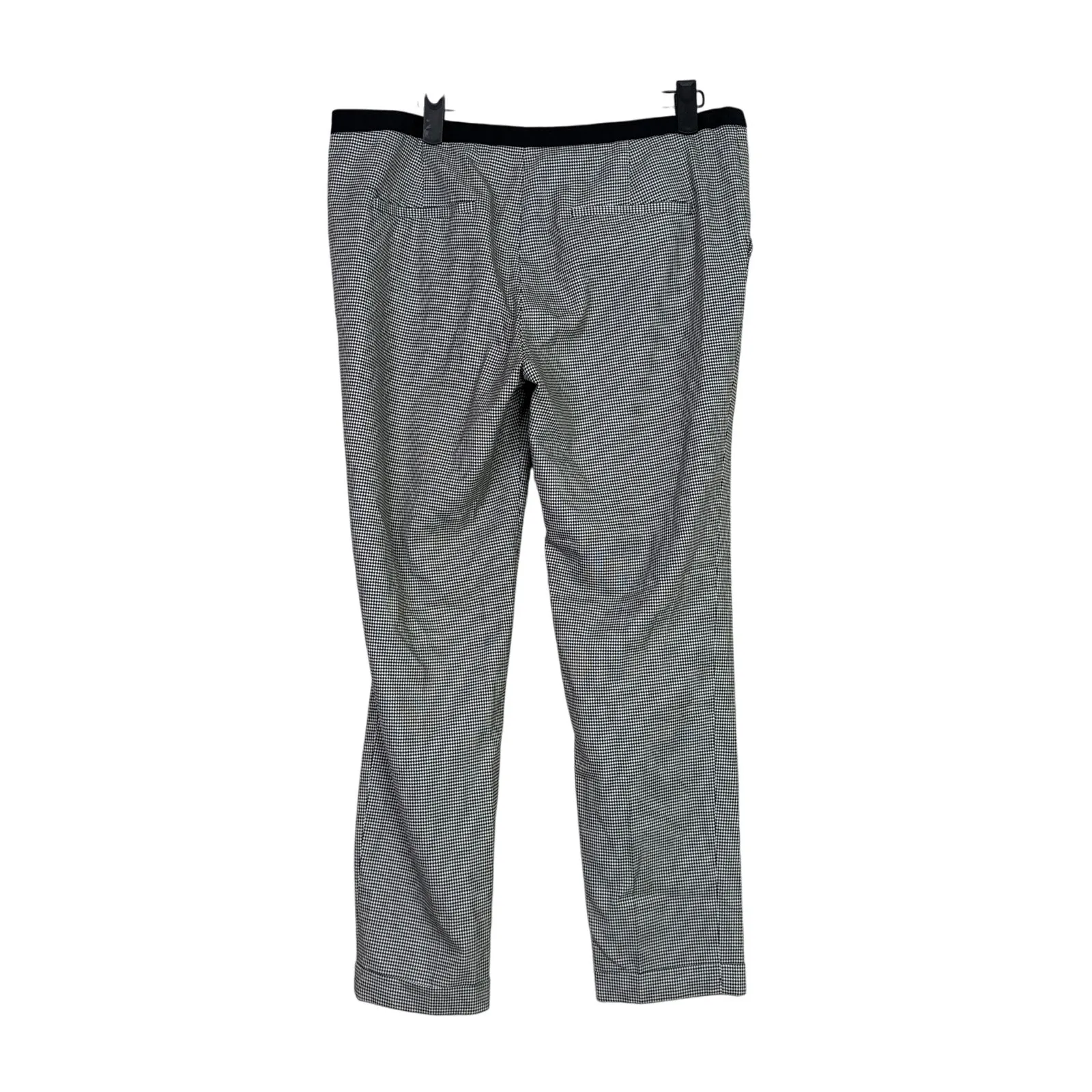 Zara Gingham Straight Leg Crop Slim Pant Ankle Fold Detail Pocket M Black White - Image 14