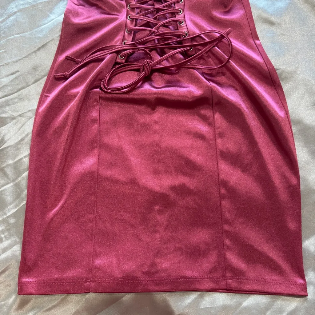 Pink Satin Corset Mini Dress - Image 6