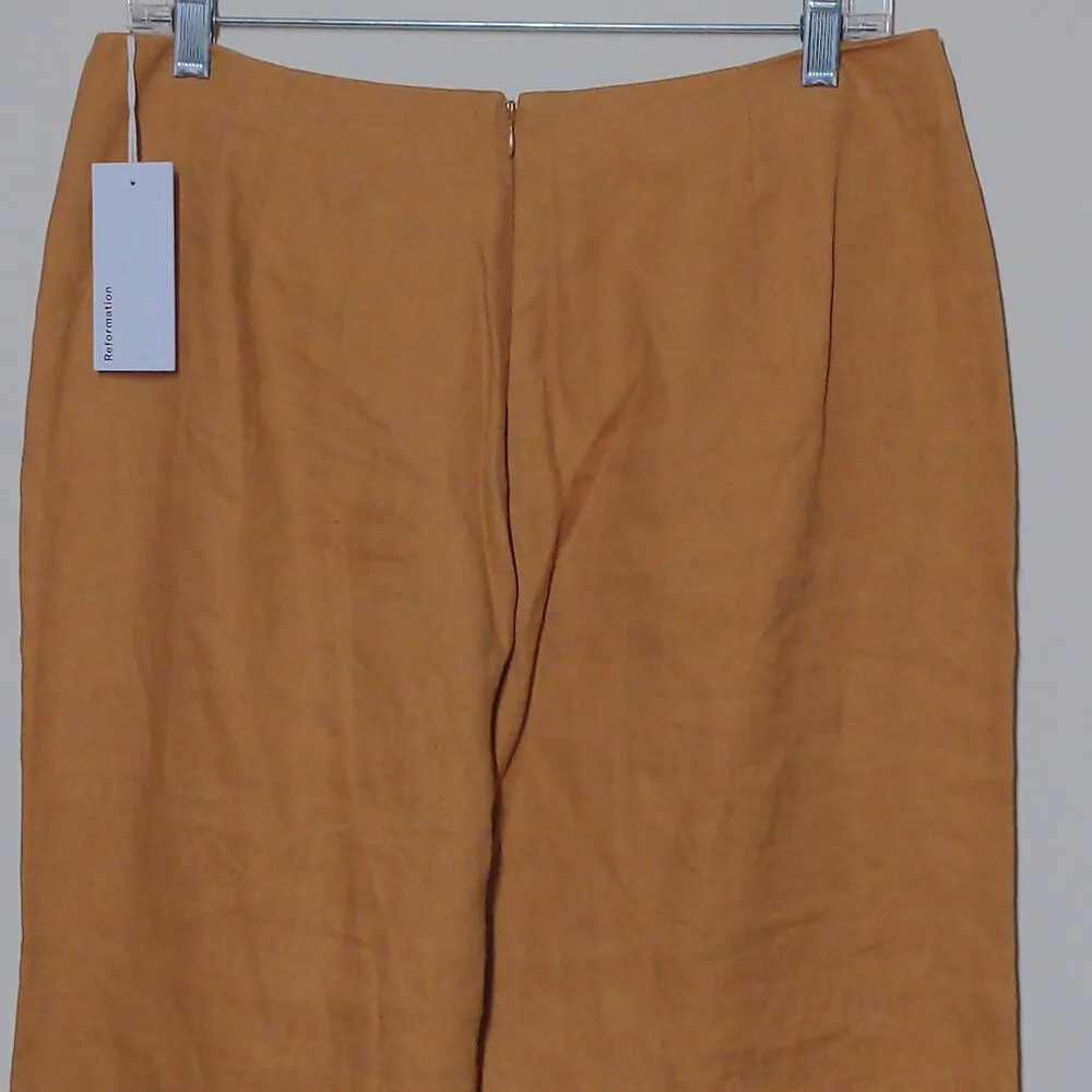 Reformation Justin Linen Pant in Barley Cropped High Rise Slim 10 New - Image 2