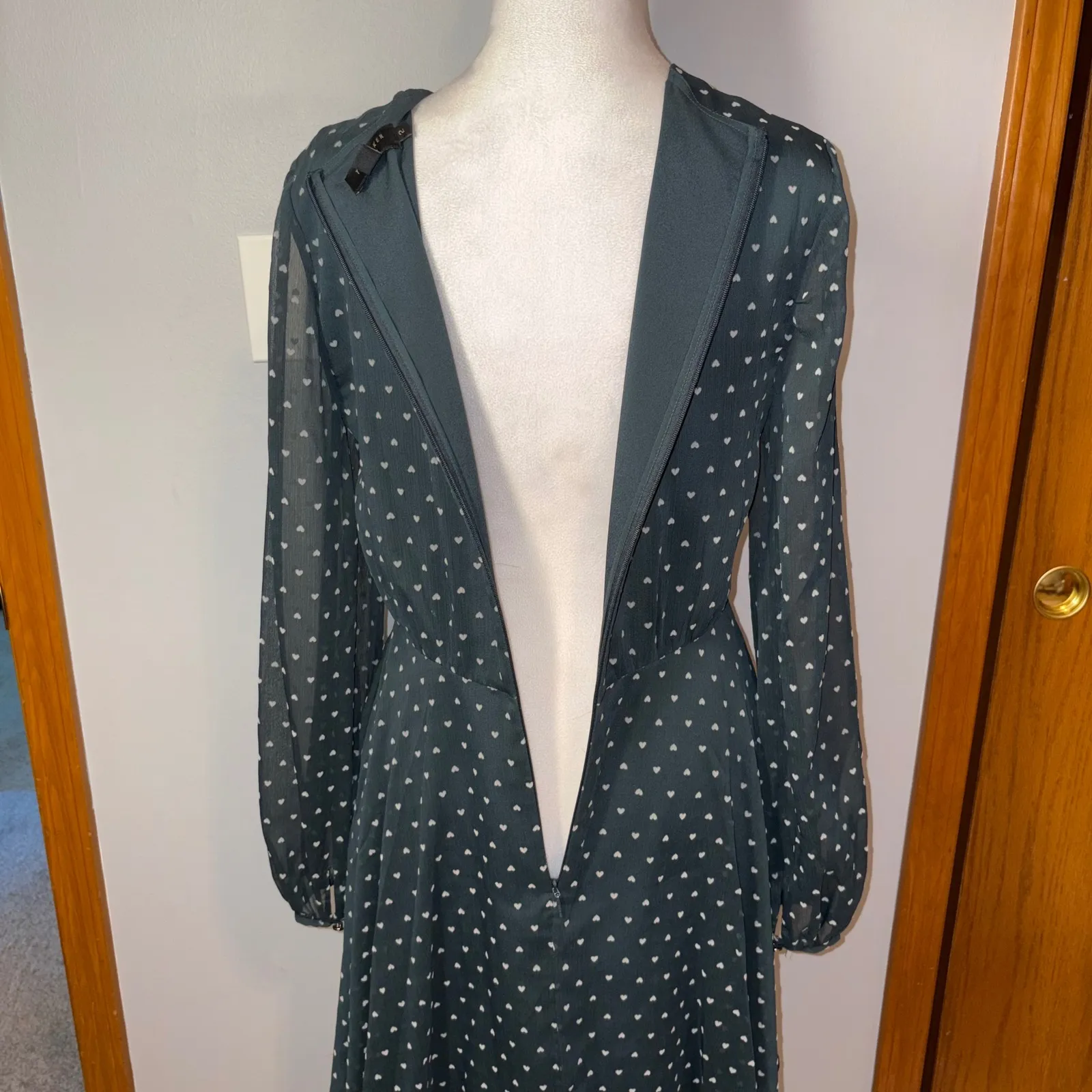 Ted Baker London Kobie‎ Heart Dot Chiffon Long Sleeve Minidress Sheer Chiffon - Image 7