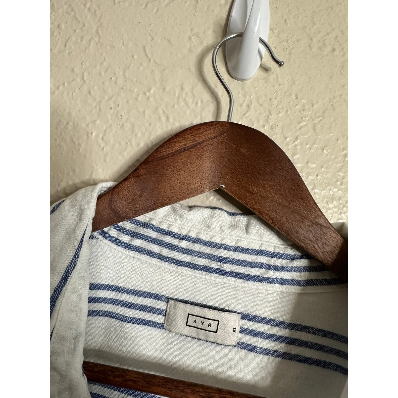 AYR Deep End Striped Linen Button-Down Shirt Blue White Womans XL - Image 4