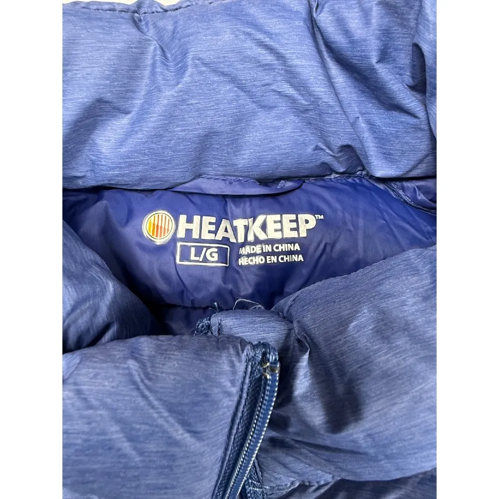 HeatKeep Puffer Jacket Lightweight Full Zip‎ Padded Coat Blue L w stains Size L - Image 3