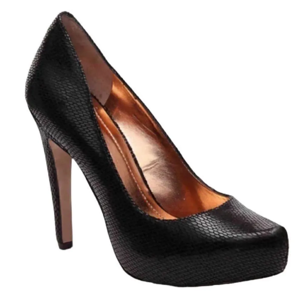 Bebe Black Leather Platform Pumps(Size 7B) - Image 3