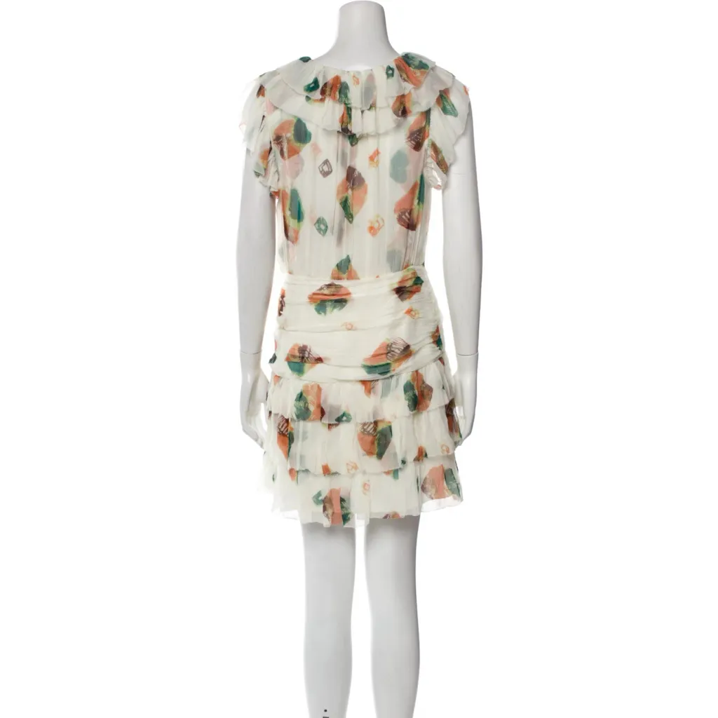Ulla Johnson Zina Mini Dress Size Medium 100% Silk Floral Aurora Print Chiffon - Image 2