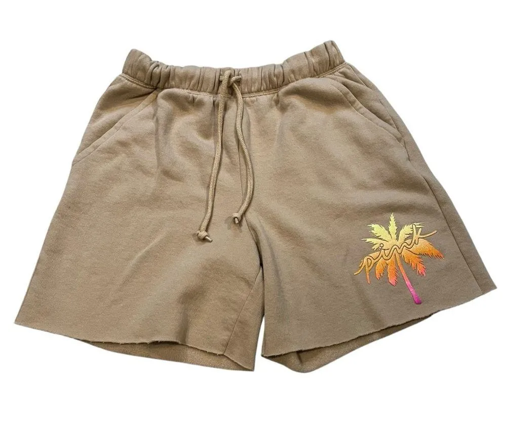 Victoria’s Secret Pink Dad Shorts Palm Tree Beige, Sz S - Image 3
