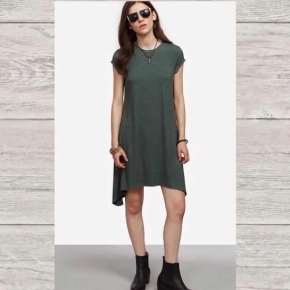 Dark Army Green T-Shirt Swing Dress Stretchy New - Image 2