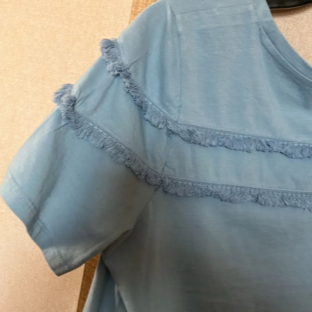 Dip Blue Boxy Ruffled Short Sleeve Tee small - Image 8