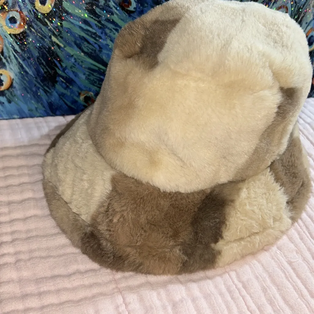 Faux Fur Bucket Hat Tan - Image 2