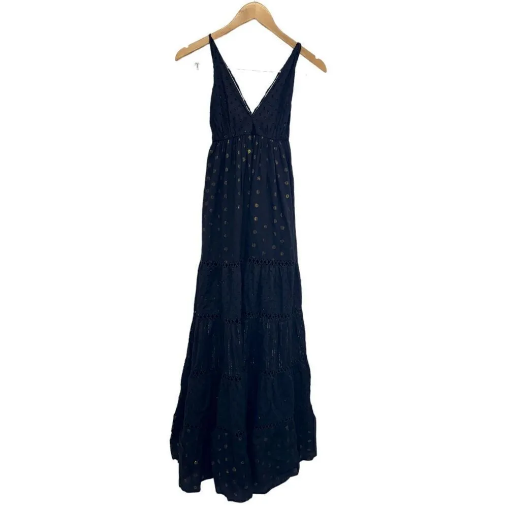 Anthropologie PQ Swim Maxi Dress Black Gold Size XS/S Shine Sleeveless NWT - Image 2