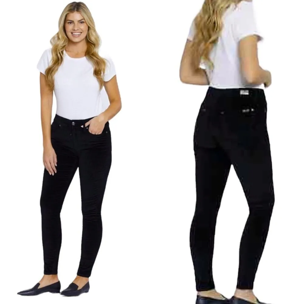 Seven7 Black Velvet Tummy Less Slimming High Rise Skinny Jeans Women's Size 16 - Image 9
