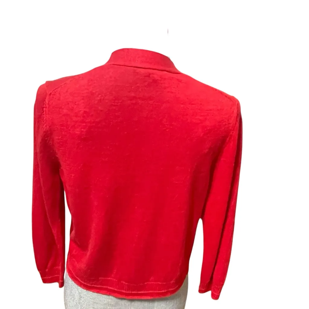 ANN TAYLOR Lightweight Dress Cardigan In Wild Tomato size S - Image 4