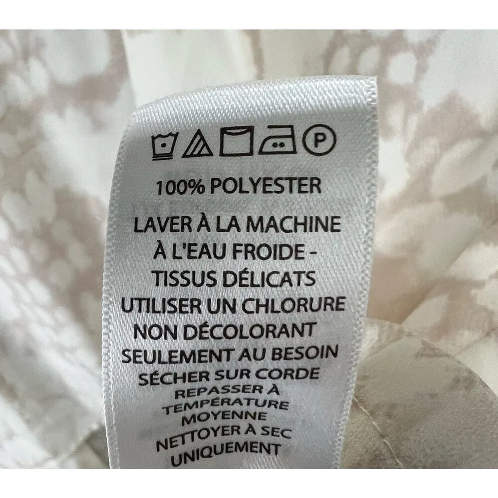 Cynthia Rowley Blouse Womens L Cream Abstract 3/4 Peasant Hi Low Popover Top - Image 10