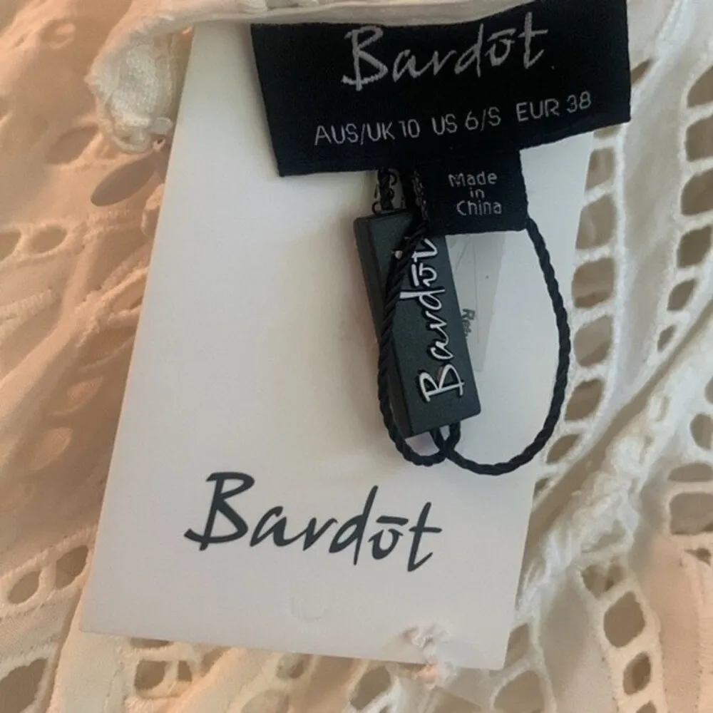 Bardot Kira Frill Dress In White Eyelet Lace Size 6 - Image 12