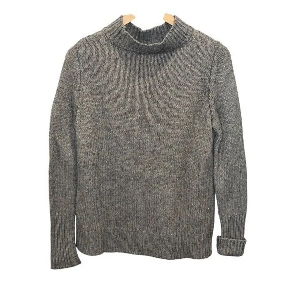 Elie Tahari Womens Mock‎ Neck Metallic Speckle Sweater Charcoal Gray Size Small - Image 5