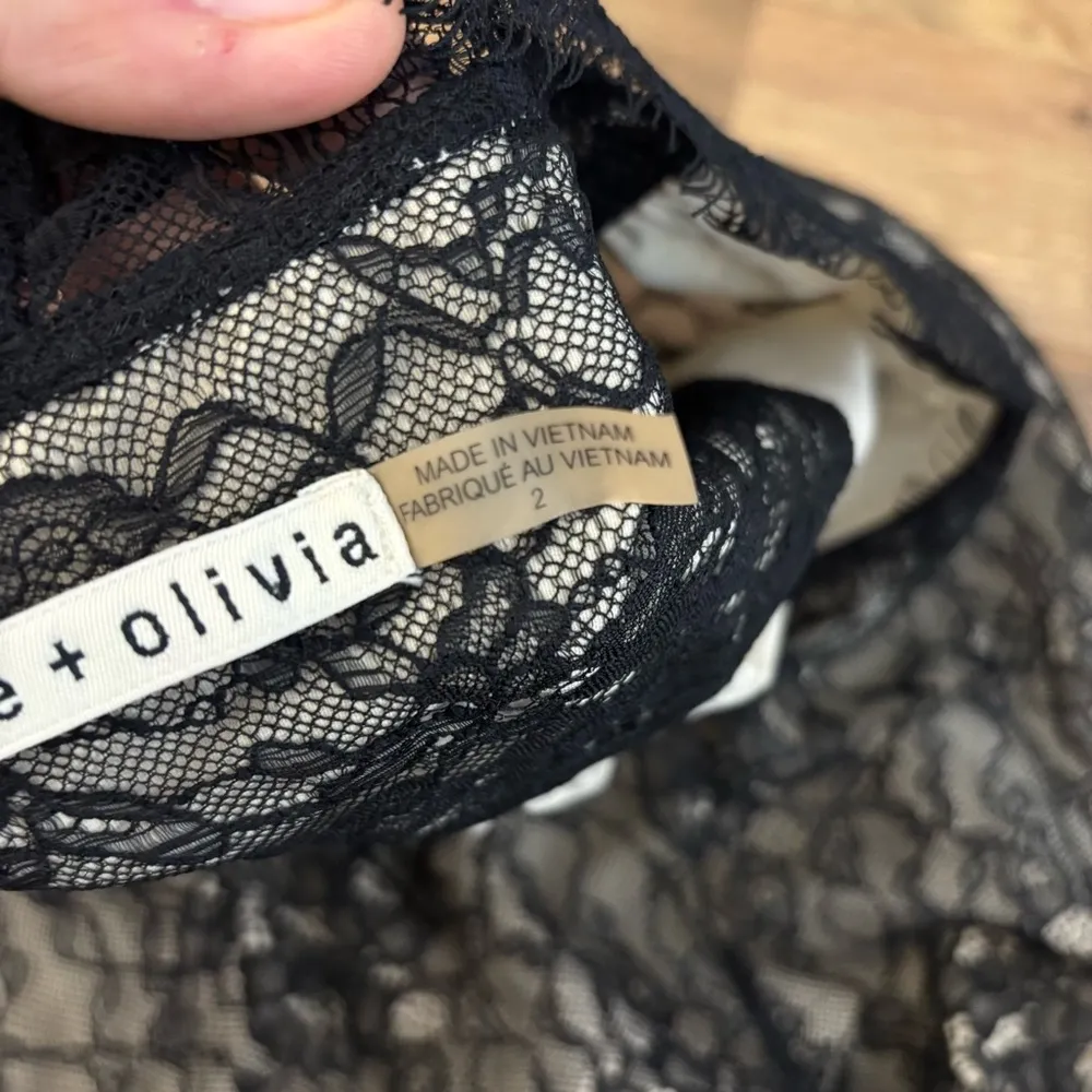 Alice Olivia Deena Drop Waist Lace Dress Black Natural Long Sleeve - Image 4