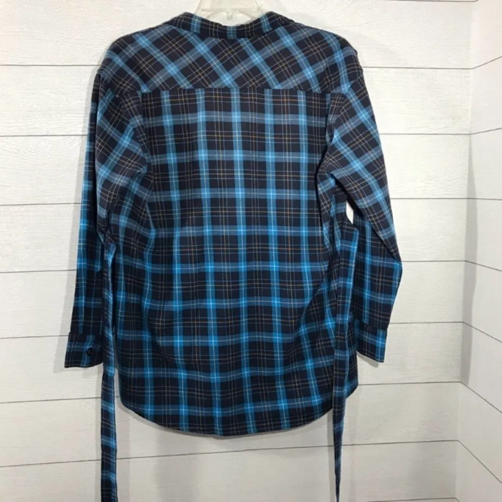 PAM & GELA Blue and Black Plaid Long Sleeve Shirt Size Small NWT - Image 79