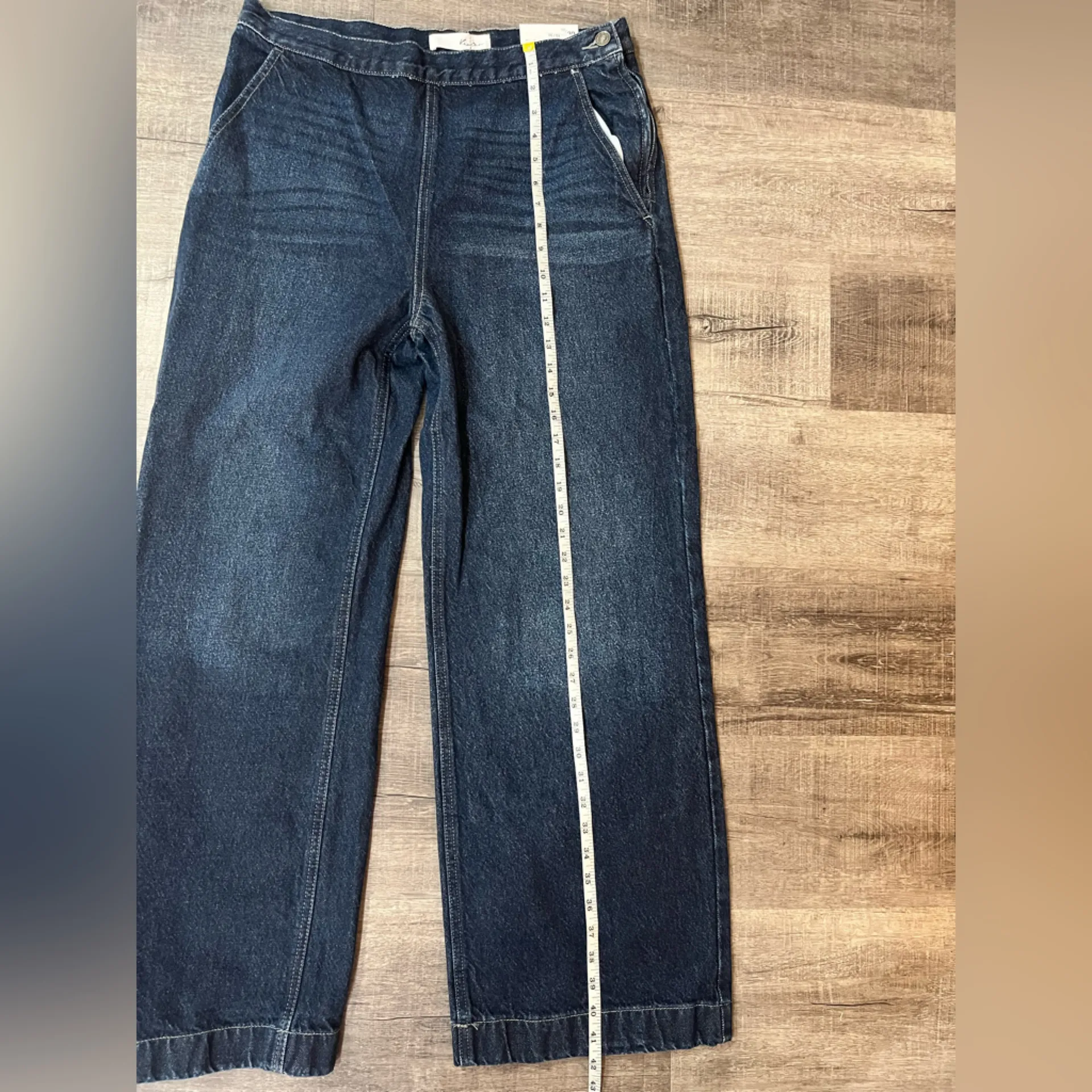 KANCAN High Rise Wide Leg Side Zip Jeans in Dark Wash Blue Size 30 - Image 7