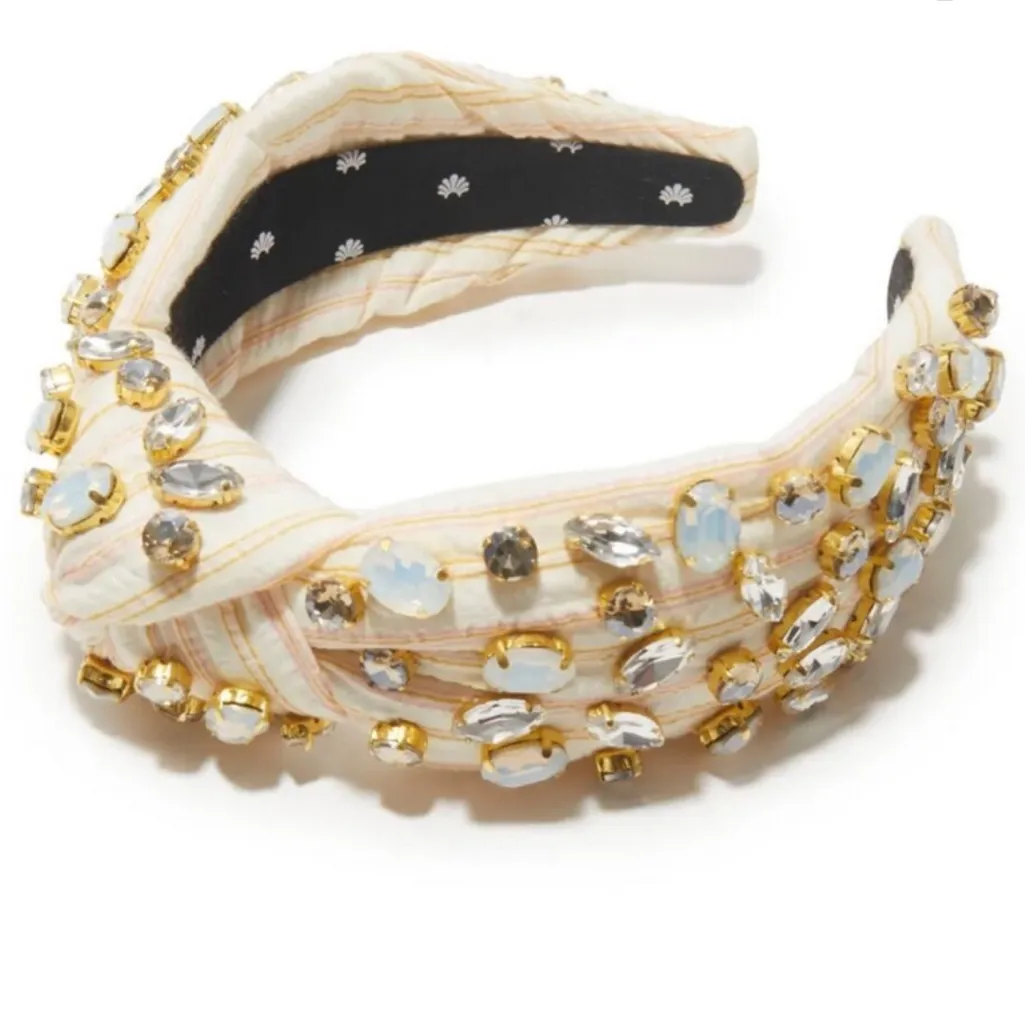 Lele Sadoughi
Embellished Striped Cotton Knotted Headband - Image 4