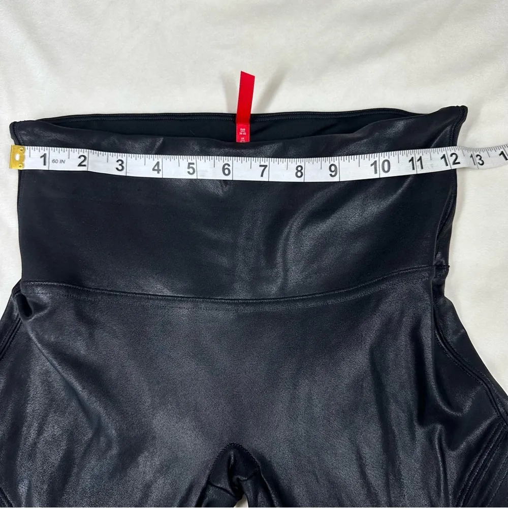 SPANX Faux Leather Moto Leggings Black Medium Pleather Pants City Chic Stretch - Image 7